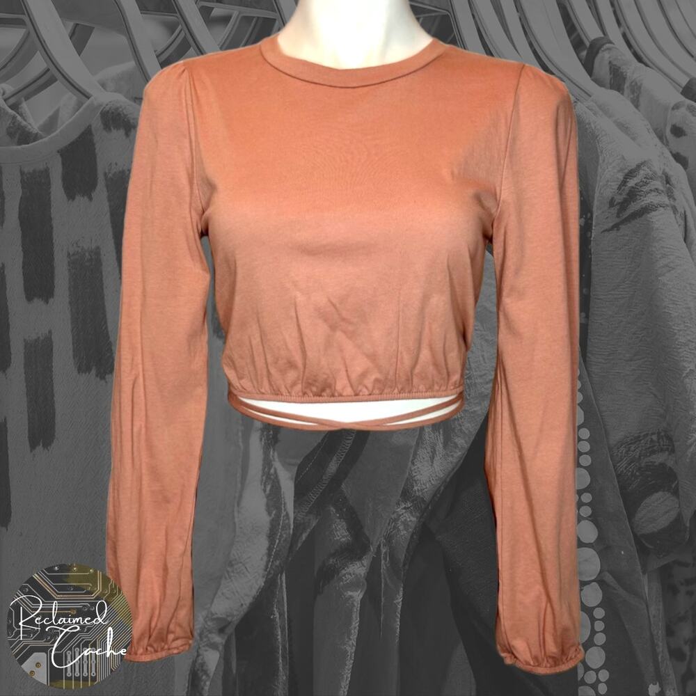 Le Lis Collection Dusty Rose Open Back Wrap Tie Crop Top  - Size Small